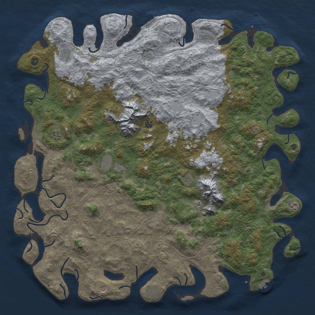 Rust Map: Procedural Map, Size: 6000, Seed: 372963, 18 Monuments