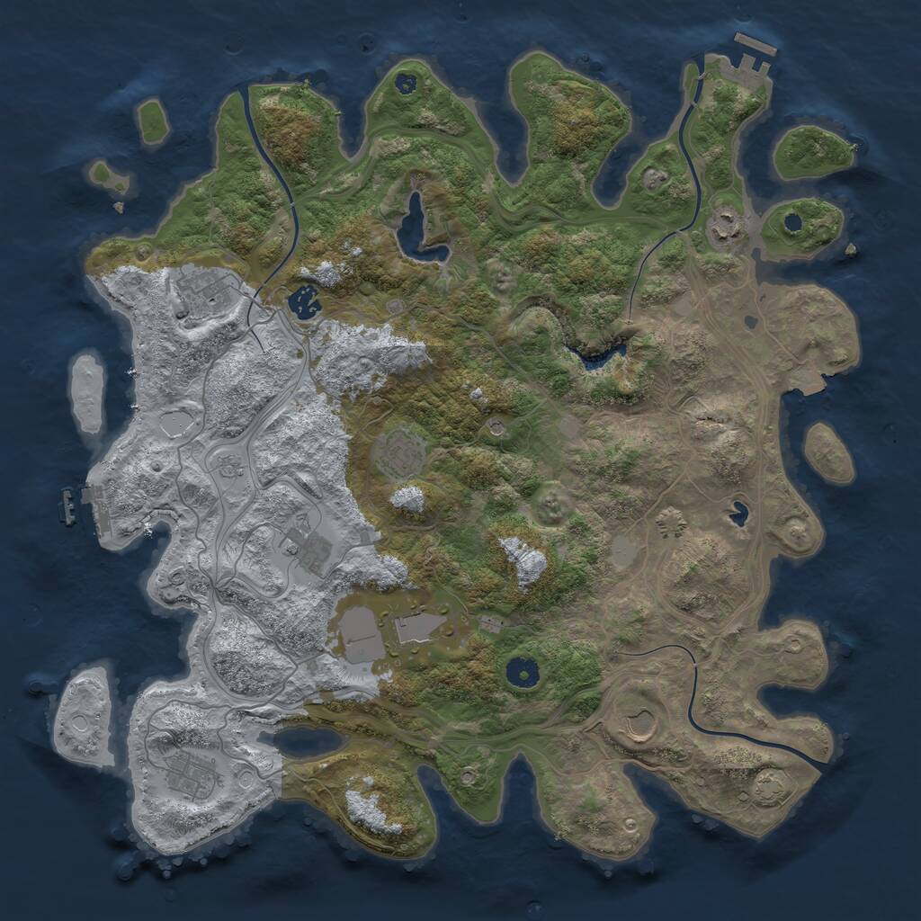 Rust Map: Procedural Map, Size: 4250, Seed: 55097606, 14 Monuments