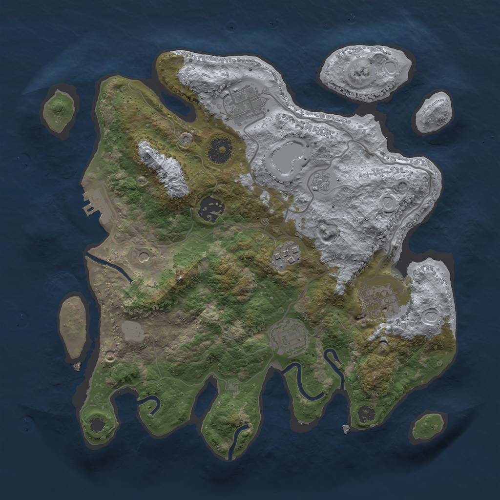 Rust Map: Procedural Map, Size: 3000, Seed: 1892652306, 11 Monuments