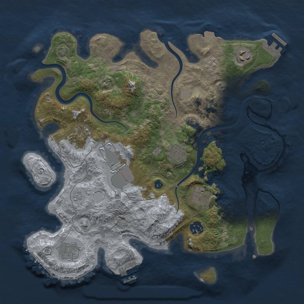 Rust Map: Procedural Map, Size: 3500, Seed: 91875949, 14 Monuments