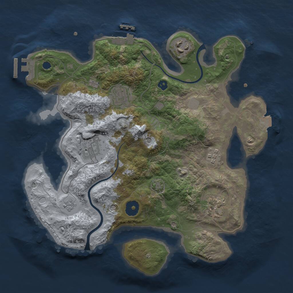 Rust Map: Procedural Map, Size: 3000, Seed: 3867425, 11 Monuments