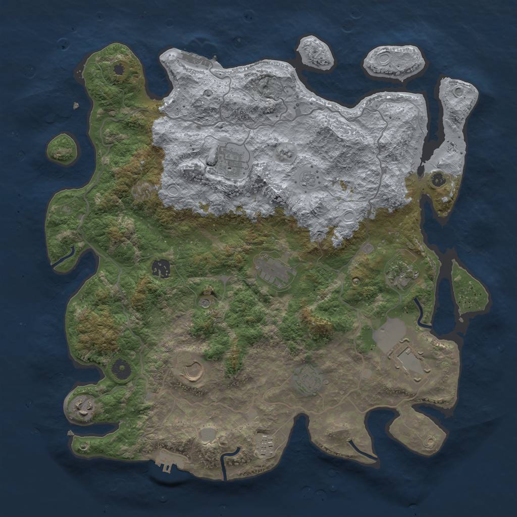 Rust Map: Procedural Map, Size: 4000, Seed: 483843048, 16 Monuments