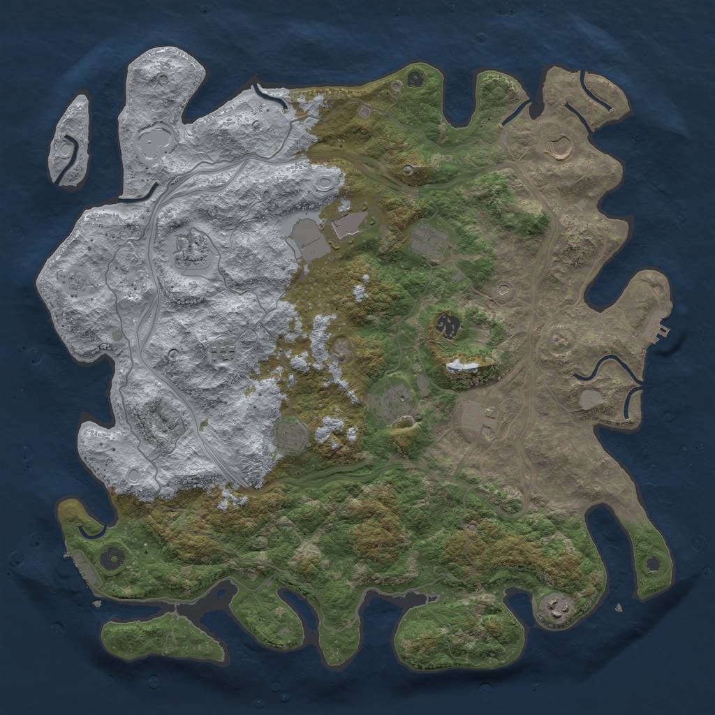 Rust Map: Procedural Map, Size: 4500, Seed: 43123, 17 Monuments