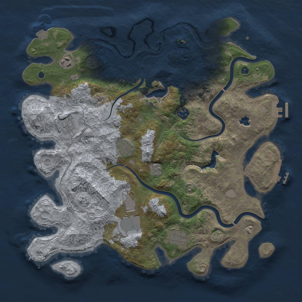 Rust Map: Procedural Map, Size: 4000, Seed: 1886429625, 13 Monuments