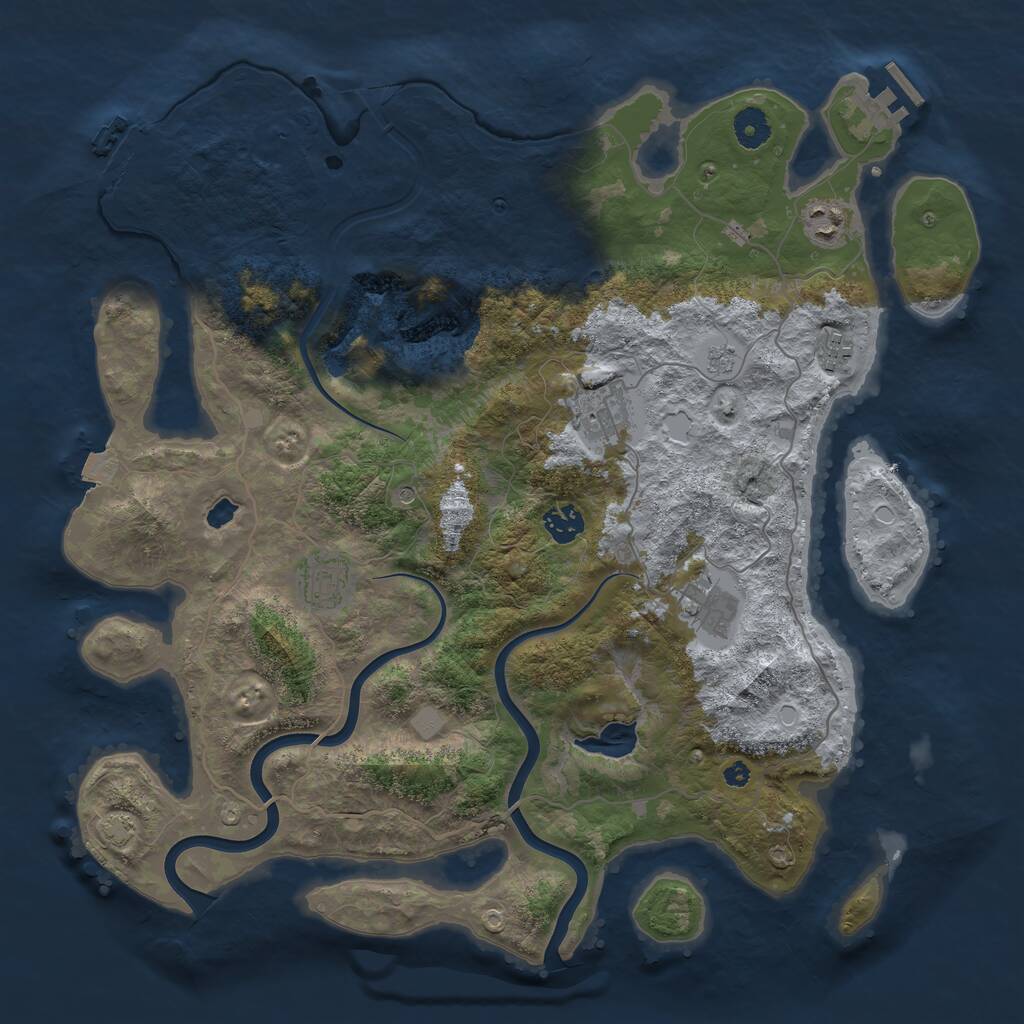 Rust Map: Procedural Map, Size: 4000, Seed: 4447, 12 Monuments