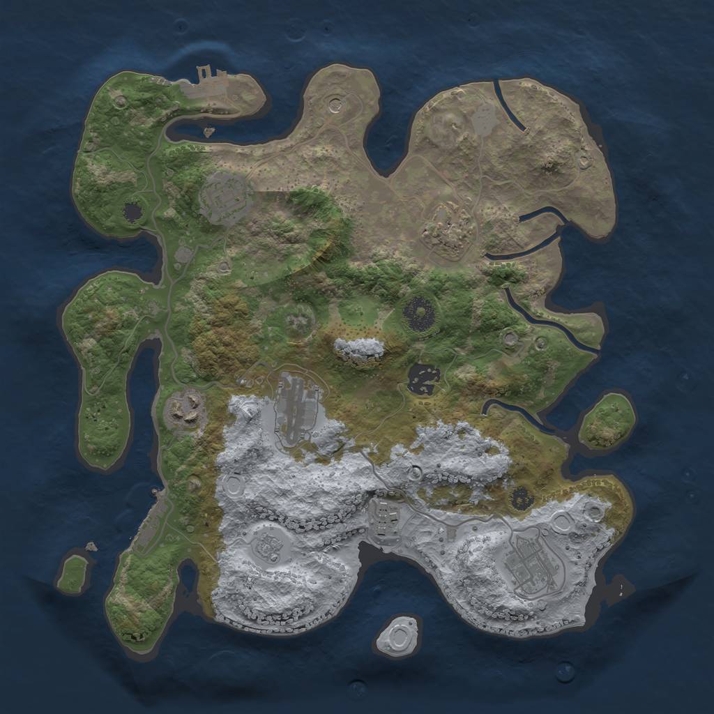 Rust Map: Procedural Map, Size: 3250, Seed: 3333657, 14 Monuments