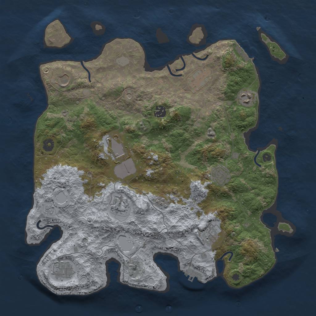 Rust Map: Procedural Map, Size: 3800, Seed: 13135, 17 Monuments