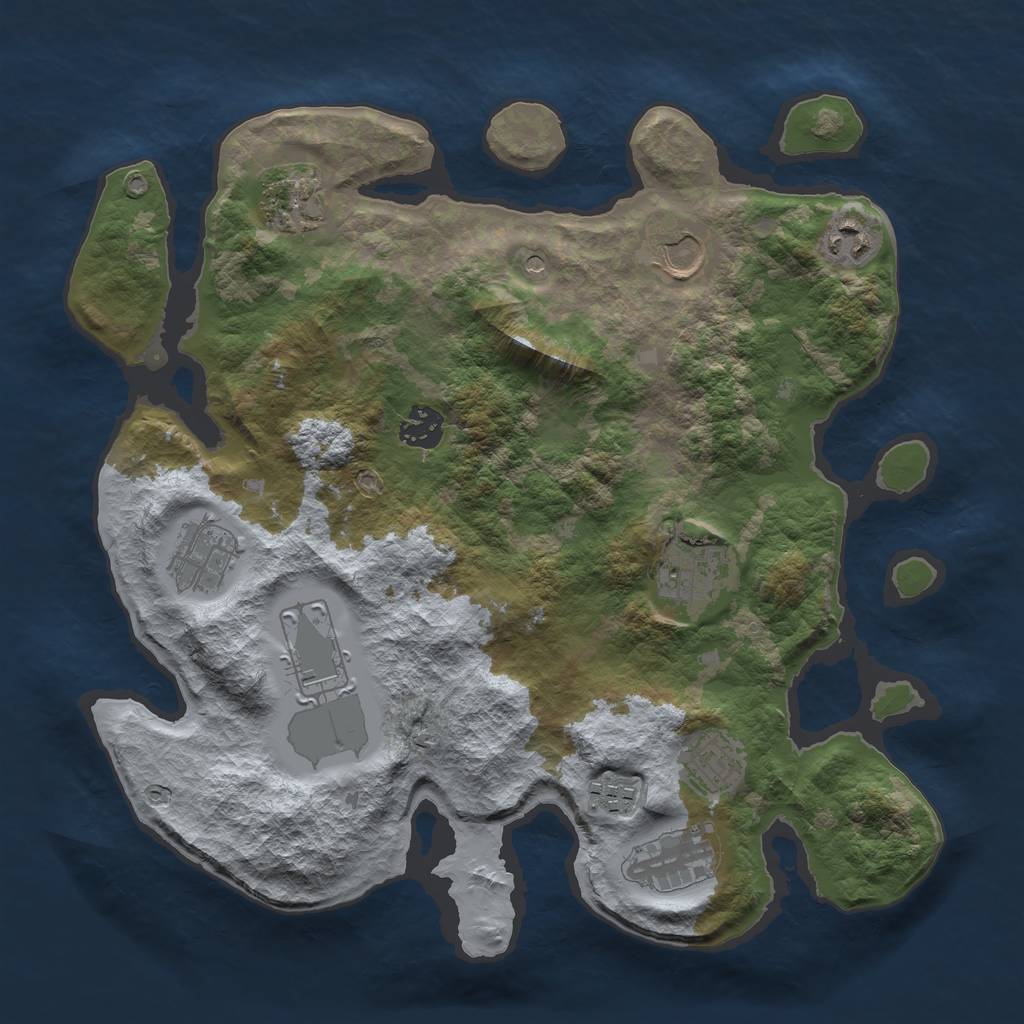 Rust Map: Barren, Size: 3500, Seed: 1471297939, 13 Monuments