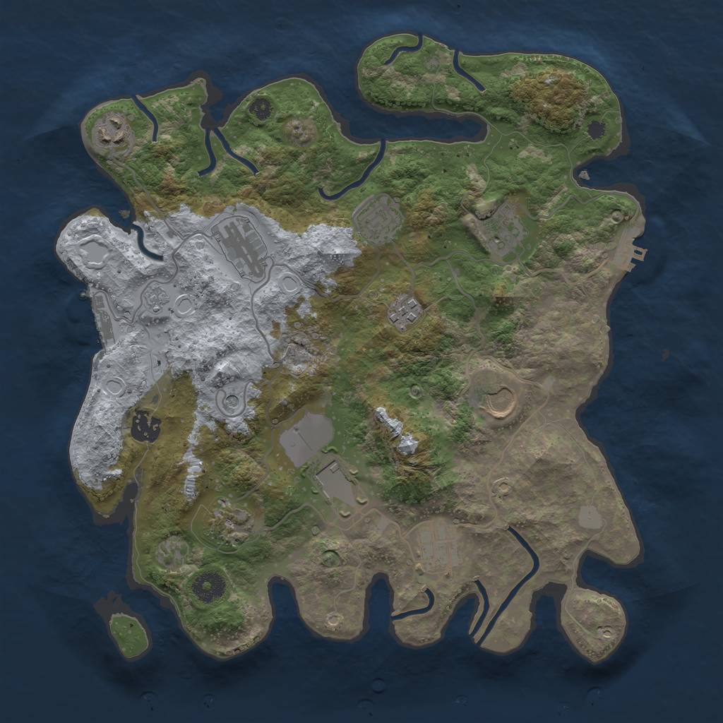 Rust Map: Procedural Map, Size: 3500, Seed: 1217542998, 17 Monuments