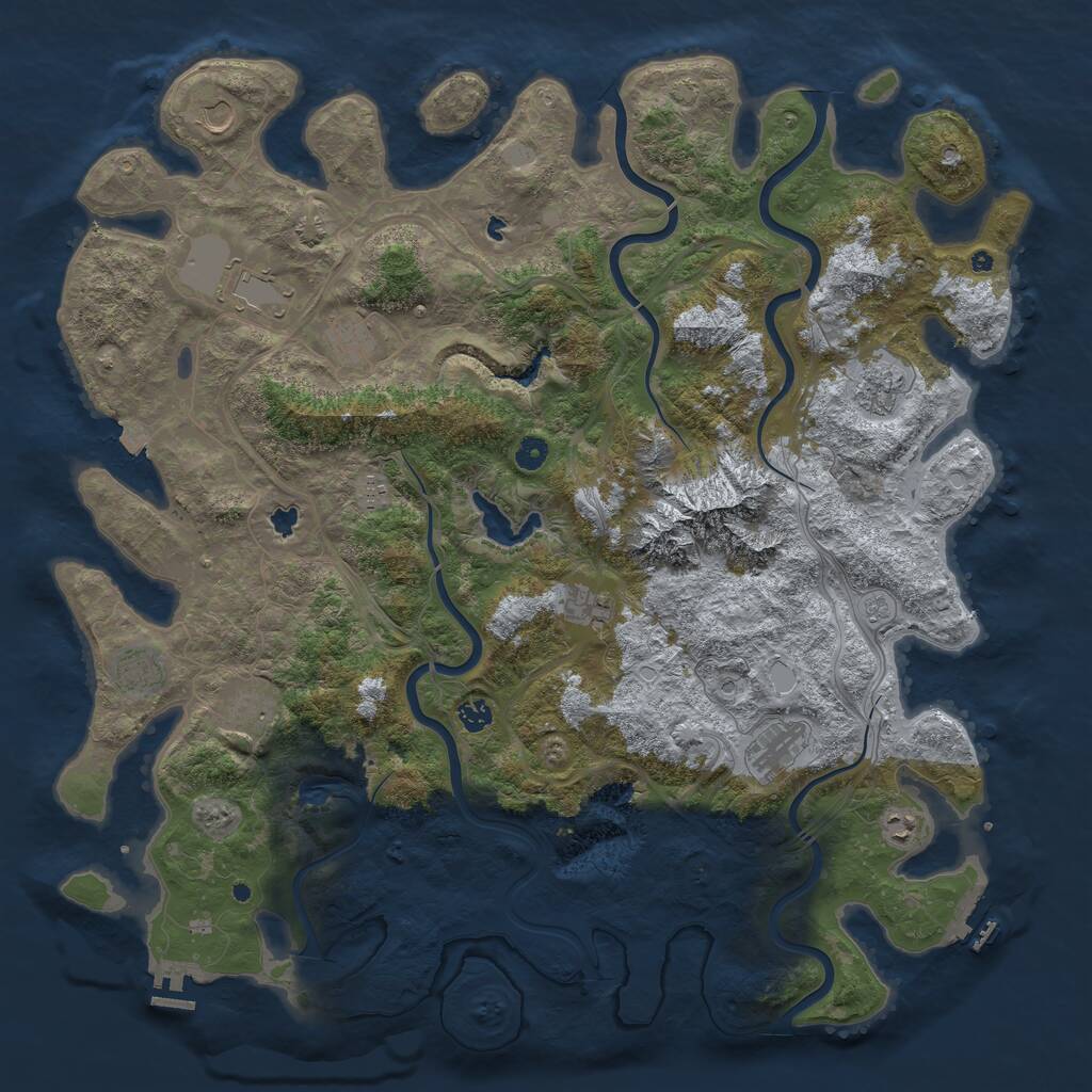 Rust Map: Procedural Map, Size: 5000, Seed: 19970329, 17 Monuments