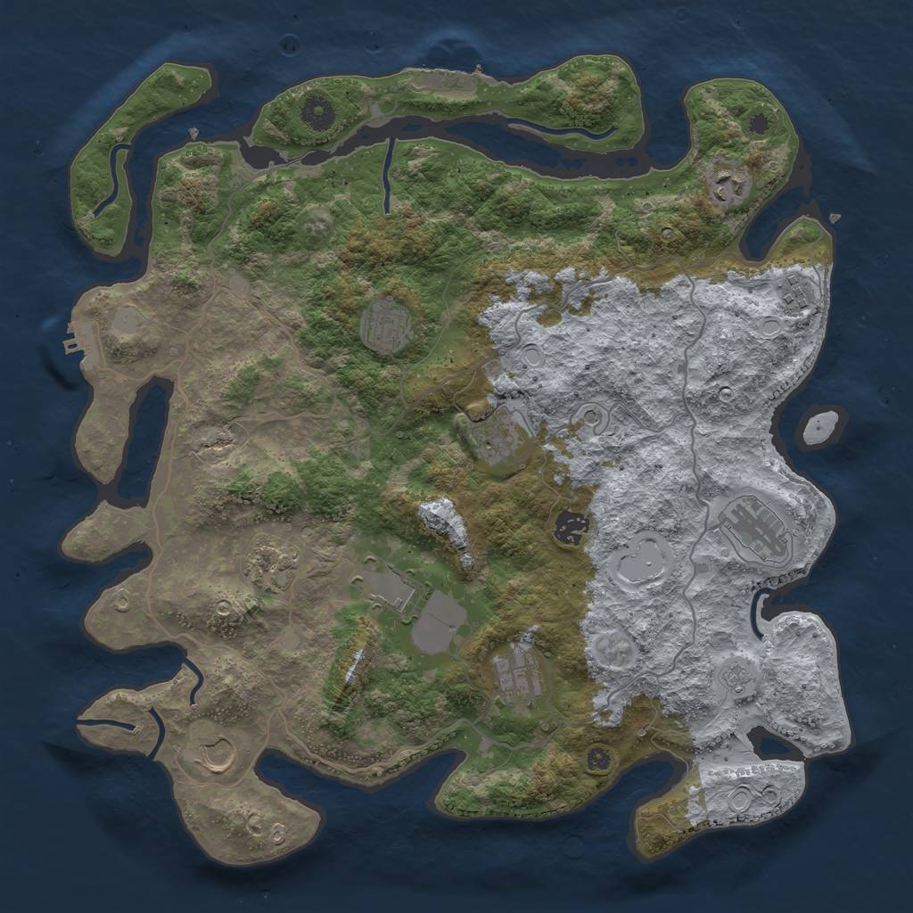 Rust Map: Procedural Map, Size: 4000, Seed: 124006587, 17 Monuments