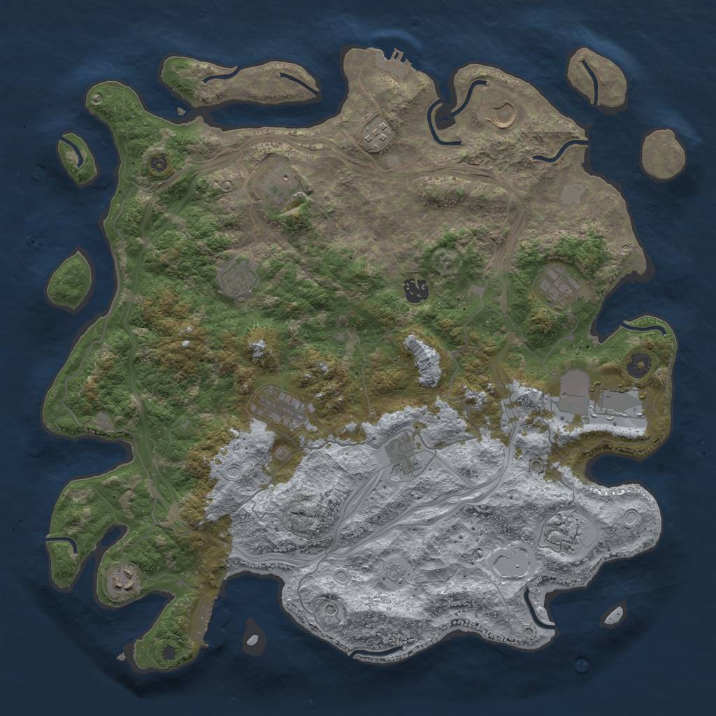 Rust Map: Procedural Map, Size: 4250, Seed: 2091962859, 18 Monuments