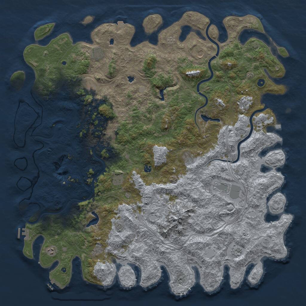 Rust Map: Procedural Map, Size: 6000, Seed: 59713, 17 Monuments