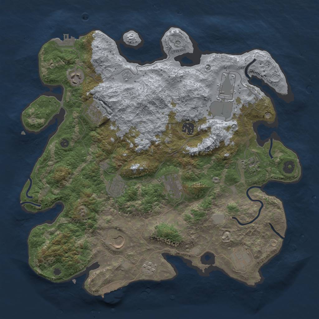 Rust Map: Procedural Map, Size: 3800, Seed: 11111, 17 Monuments