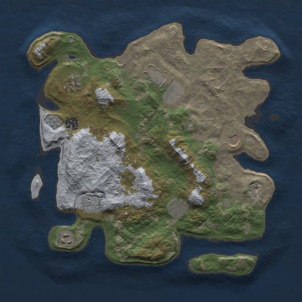 Rust Map: Barren, Size: 3500, Seed: 3562, 11 Monuments