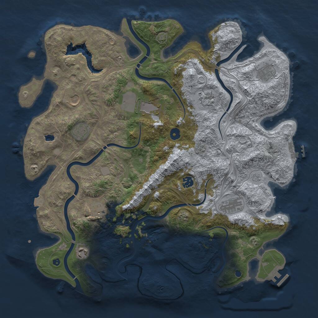 Rust Map: Procedural Map, Size: 4250, Seed: 1264833865, 16 Monuments