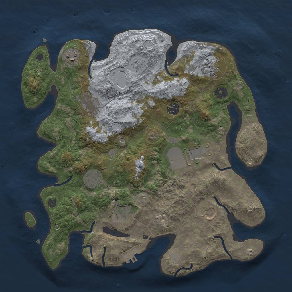 Rust Map: Procedural Map, Size: 3500, Seed: 213021363, 14 Monuments