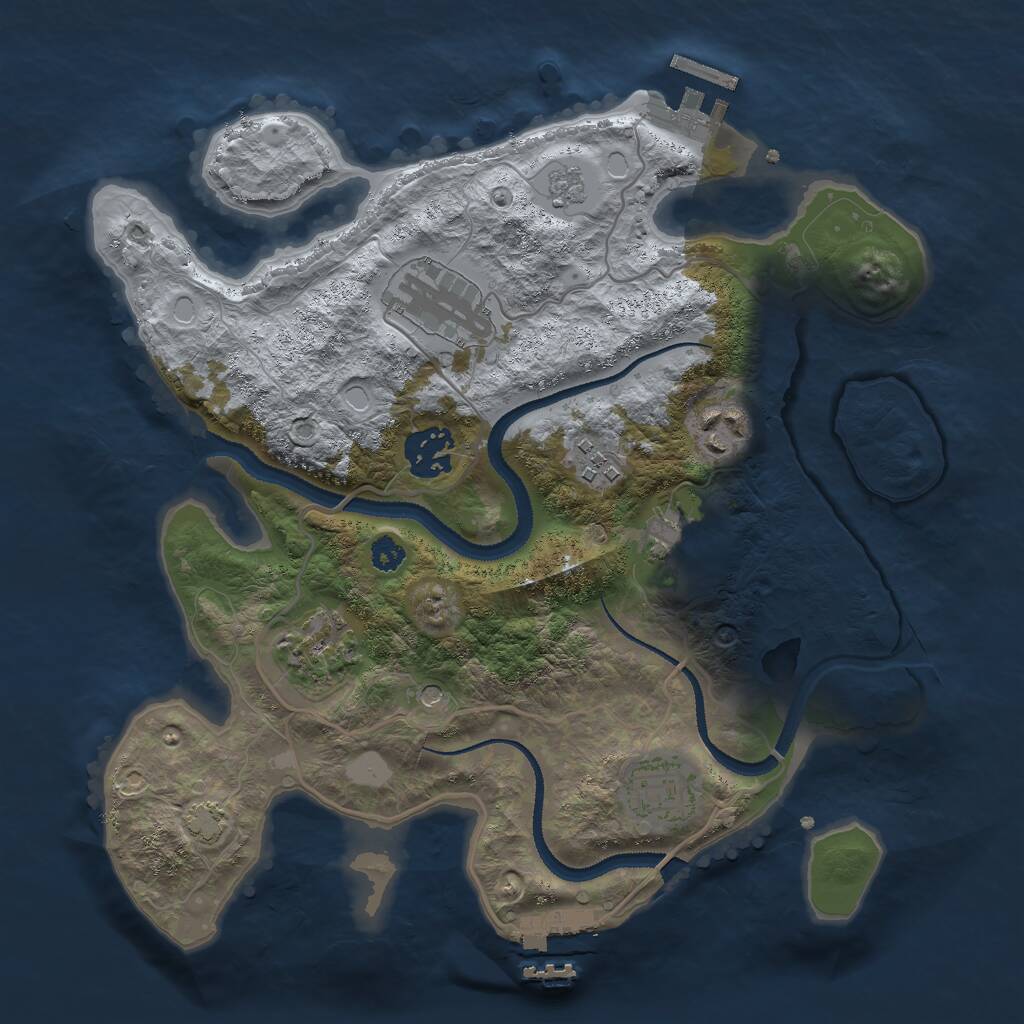 Rust Map: Procedural Map, Size: 3000, Seed: 4173529, 13 Monuments