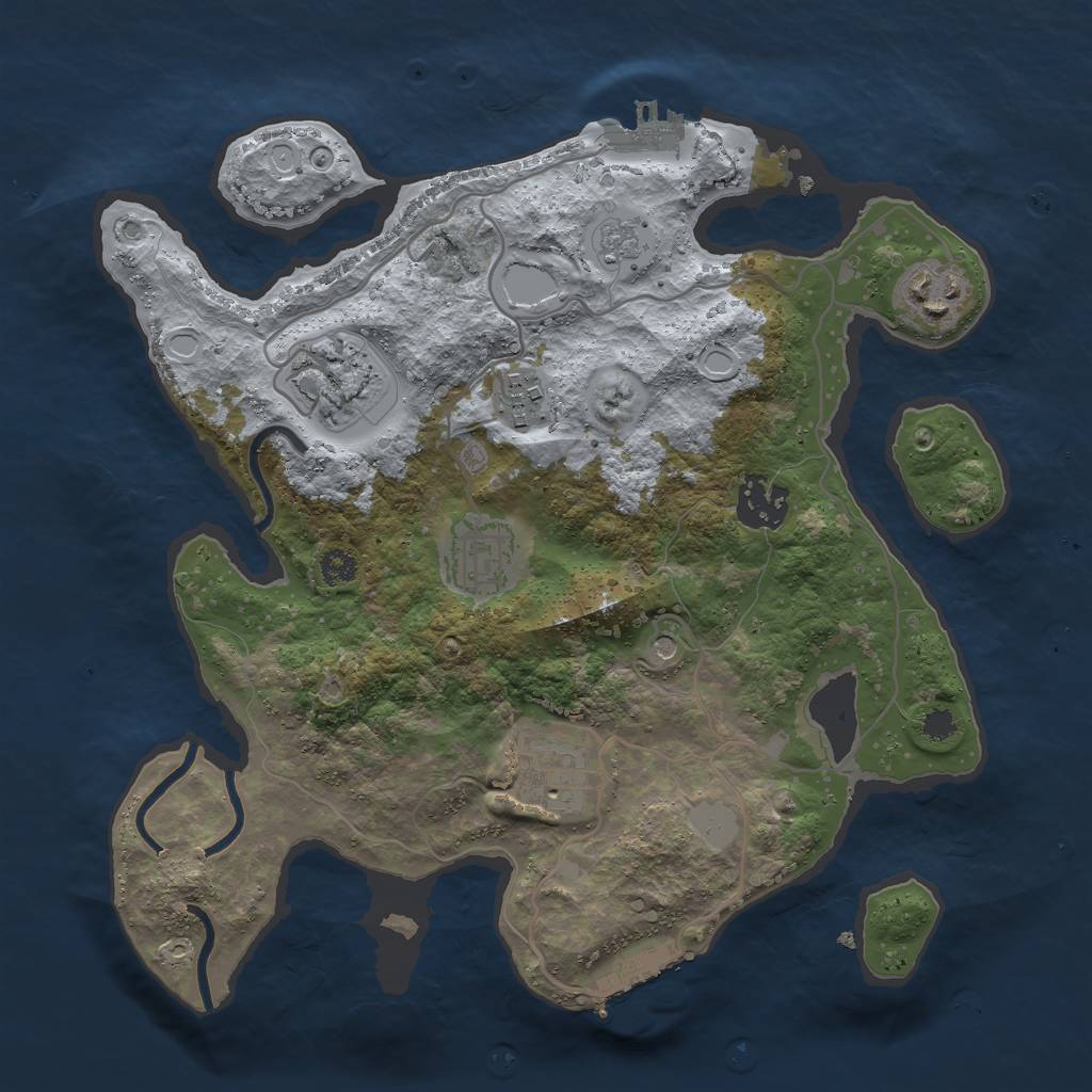 Rust Map: Procedural Map, Size: 3000, Seed: 4173529, 13 Monuments
