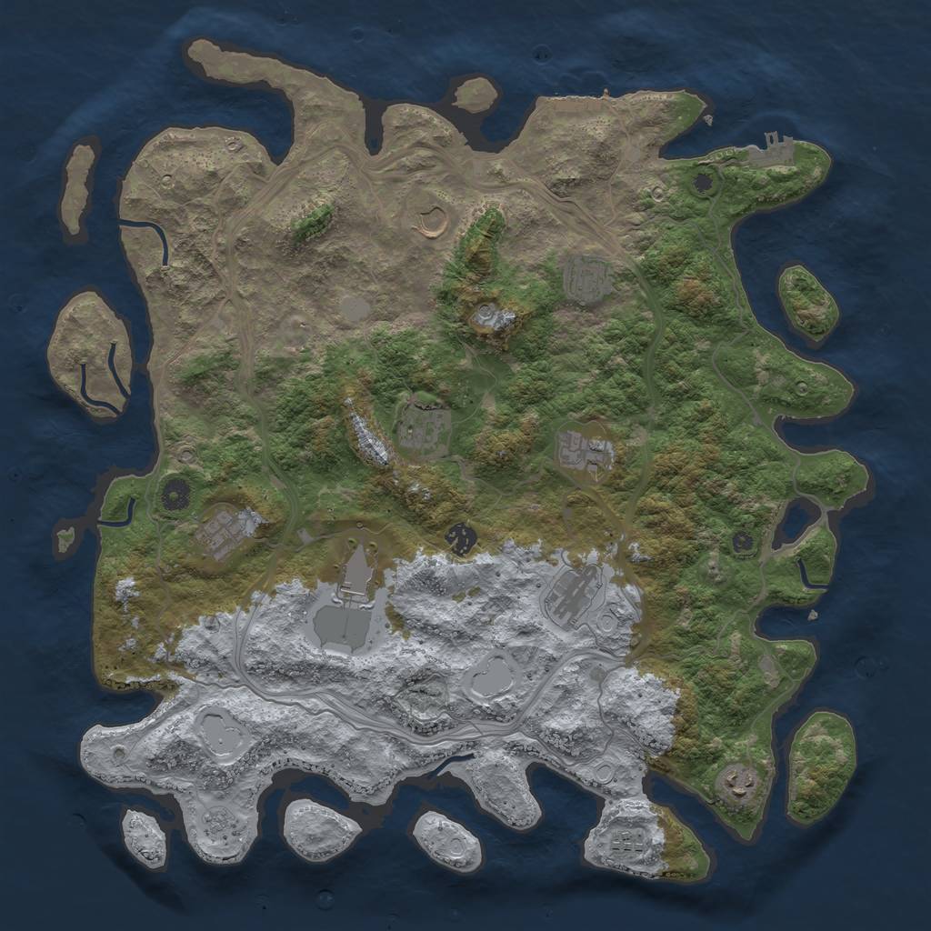 Rust Map: Procedural Map, Size: 4500, Seed: 2025363203, 17 Monuments