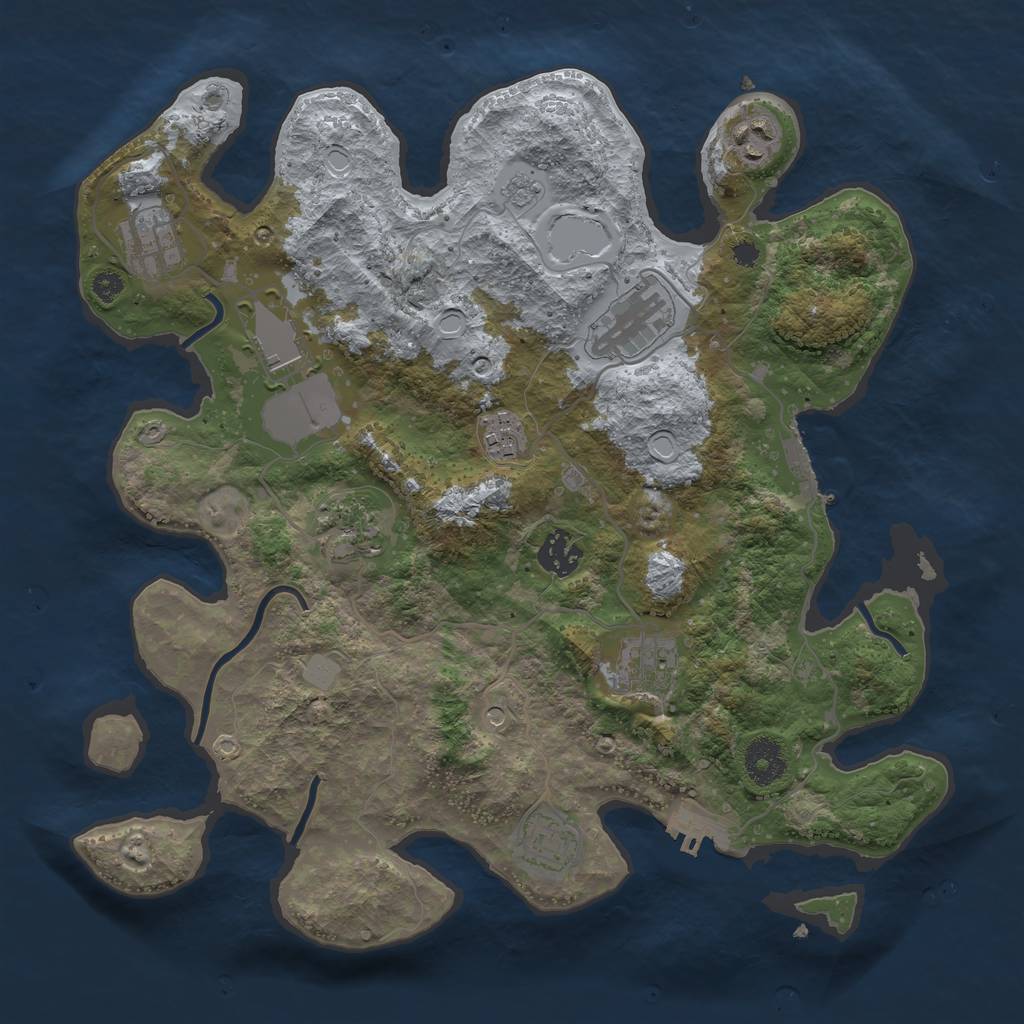 Rust Map: Procedural Map, Size: 3500, Seed: 623337301, 16 Monuments