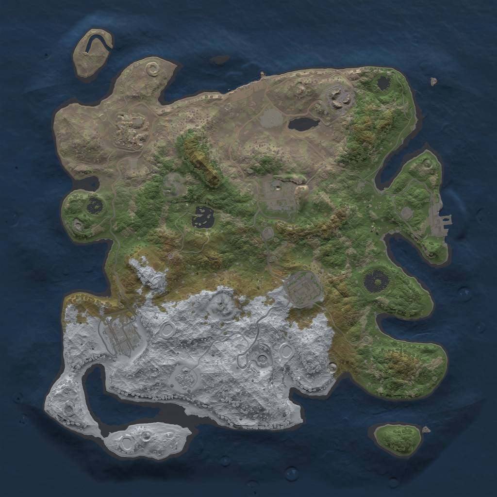 Rust Map: Procedural Map, Size: 3200, Seed: 174094245, 13 Monuments
