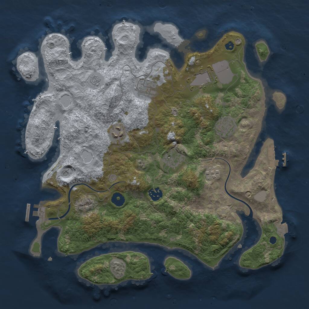 Rust Map: Procedural Map, Size: 3500, Seed: 884955, 13 Monuments