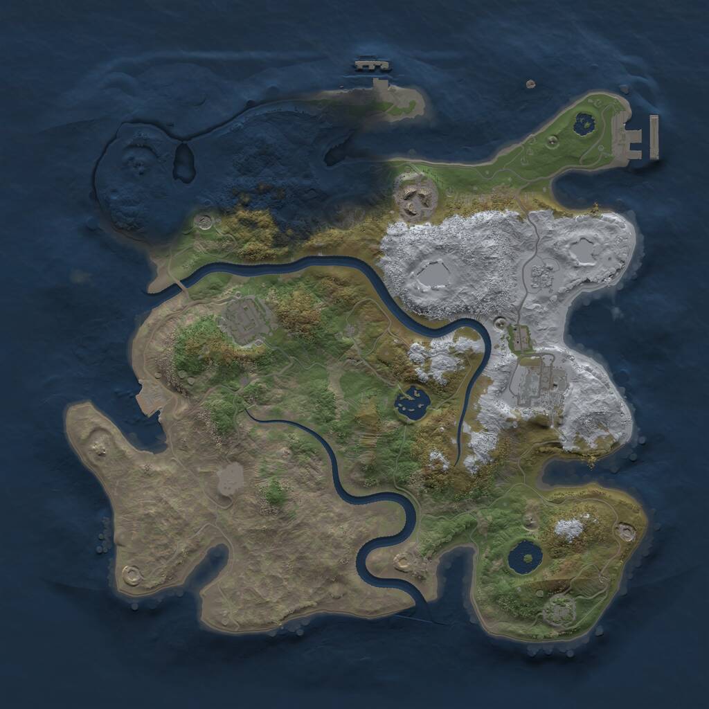 Rust Map: Procedural Map, Size: 3250, Seed: 695860345, 10 Monuments