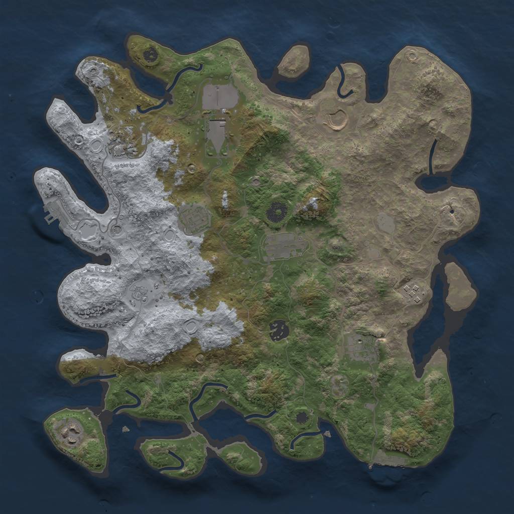 Rust Map: Procedural Map, Size: 3700, Seed: 1808317431, 16 Monuments