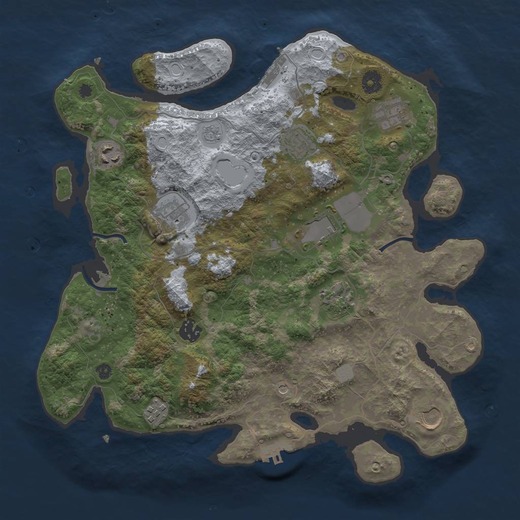 Rust Map: Procedural Map, Size: 3500, Seed: 581, 16 Monuments