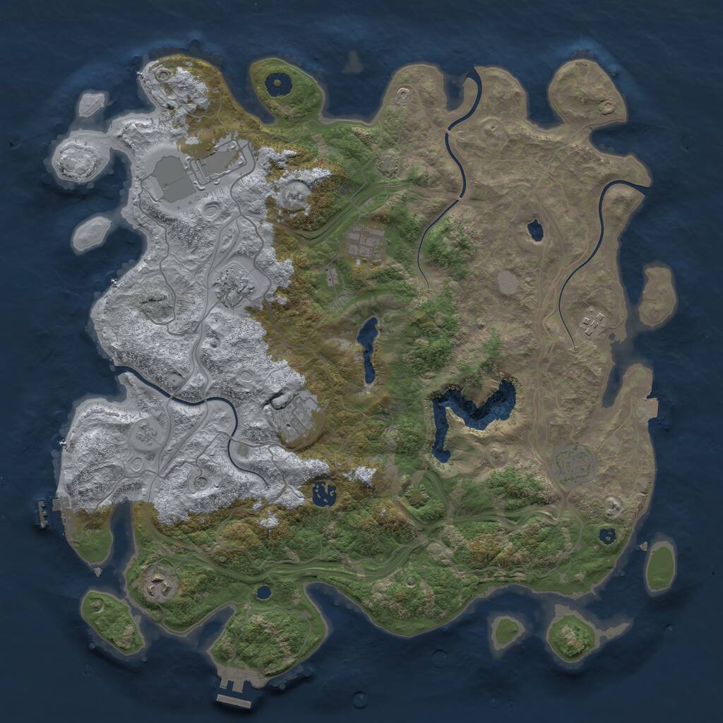 Rust Map: Procedural Map, Size: 4252, Seed: 2004102077, 14 Monuments