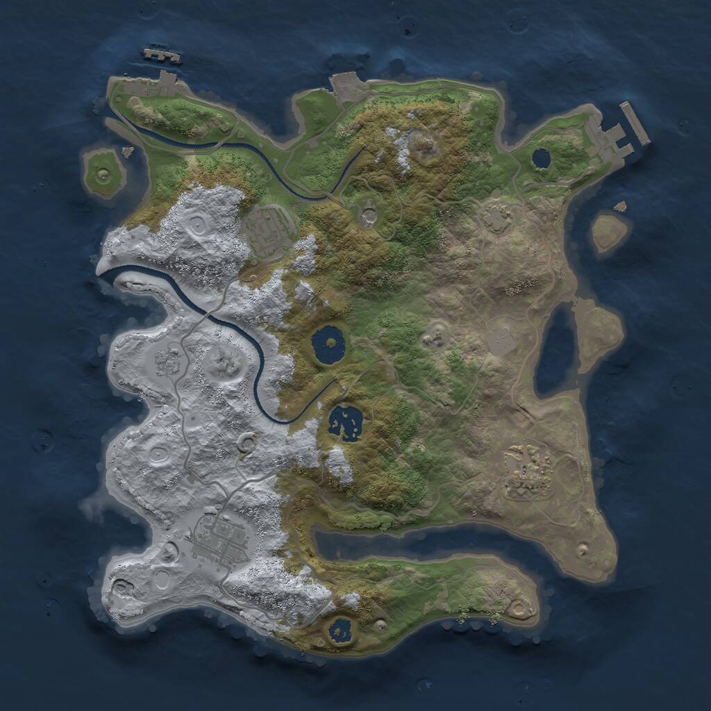 Rust Map: Procedural Map, Size: 3000, Seed: 1186497021, 10 Monuments
