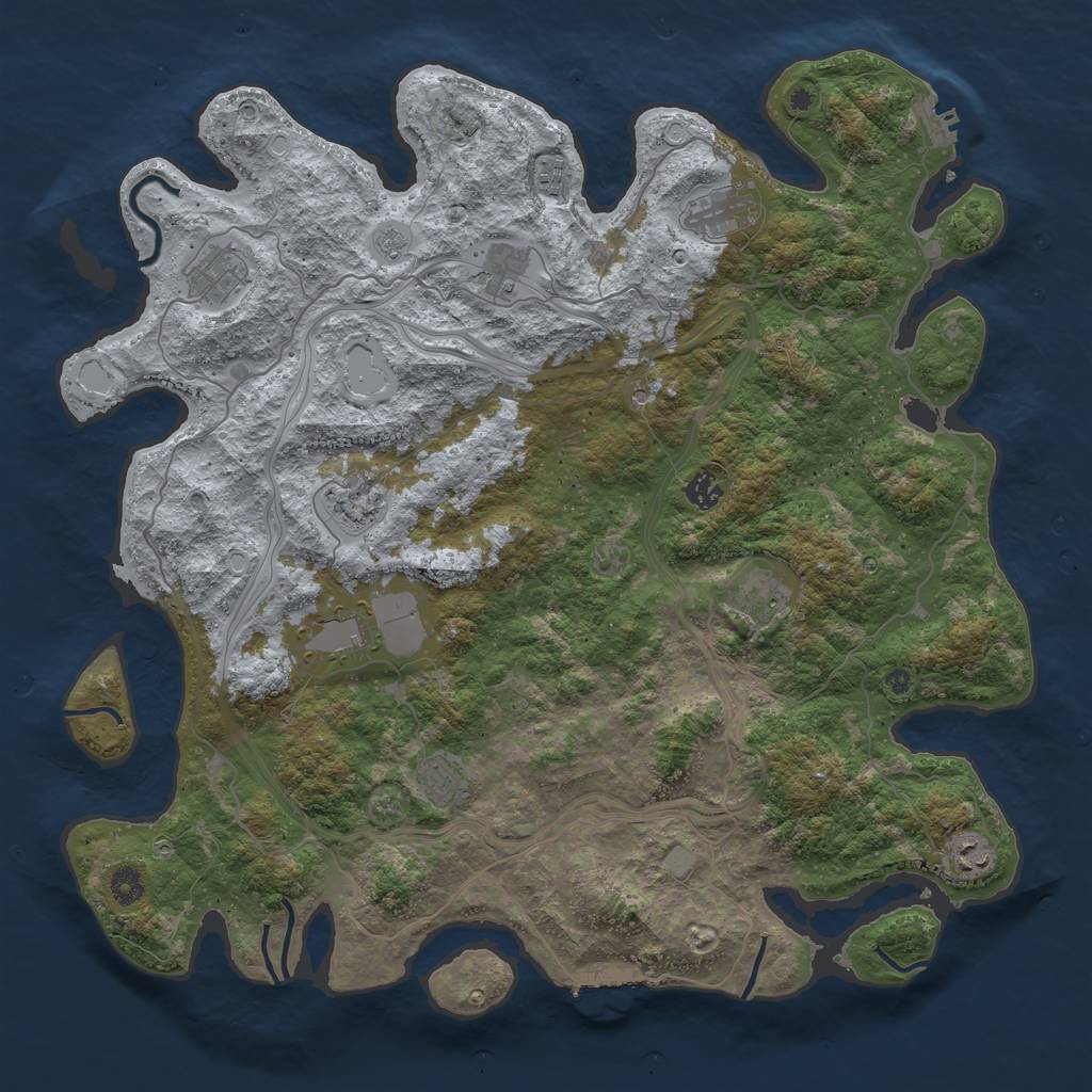 Rust Map: Procedural Map, Size: 4500, Seed: 656323259, 17 Monuments