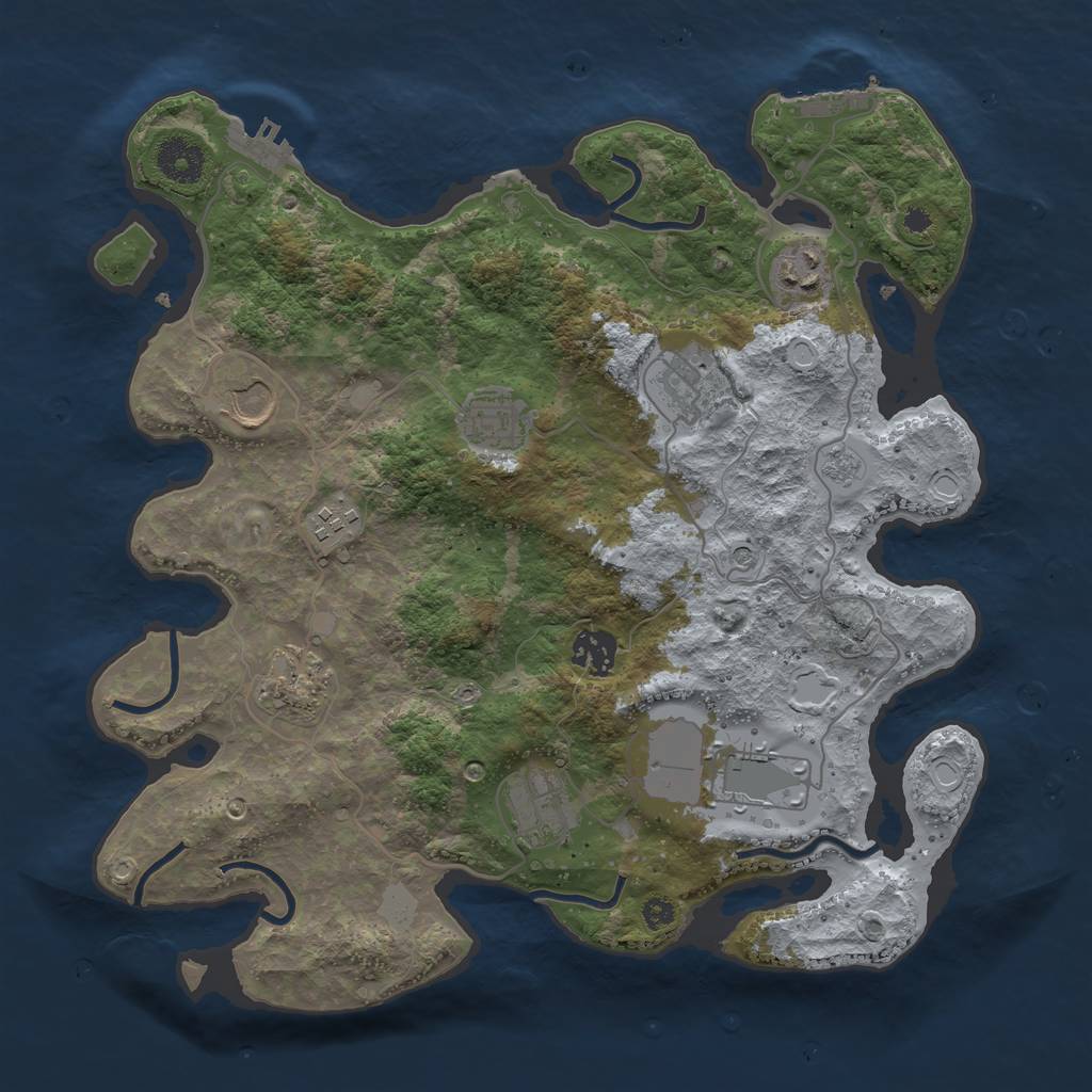 Rust Map: Procedural Map, Size: 3500, Seed: 2023028552, 16 Monuments
