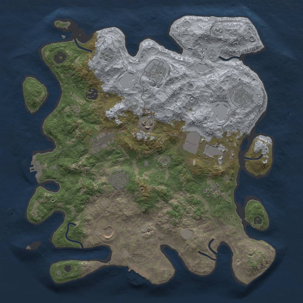 Rust Map: Procedural Map, Size: 3750, Seed: 710899825, 17 Monuments