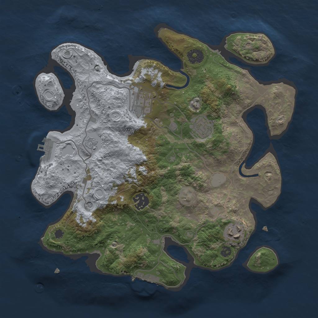Rust Map: Procedural Map, Size: 3000, Seed: 1919, 11 Monuments