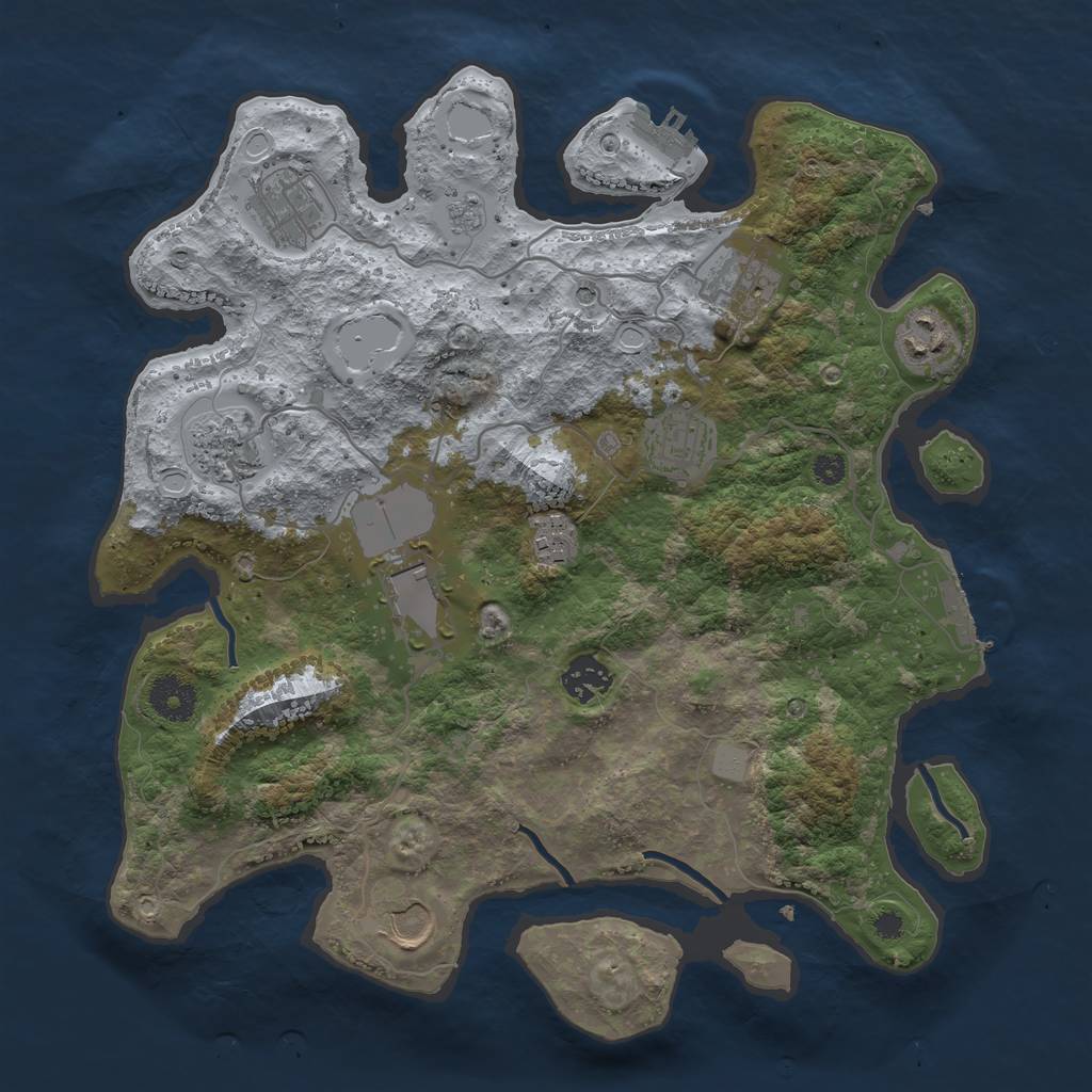 Rust Map: Procedural Map, Size: 3500, Seed: 76165476, 16 Monuments