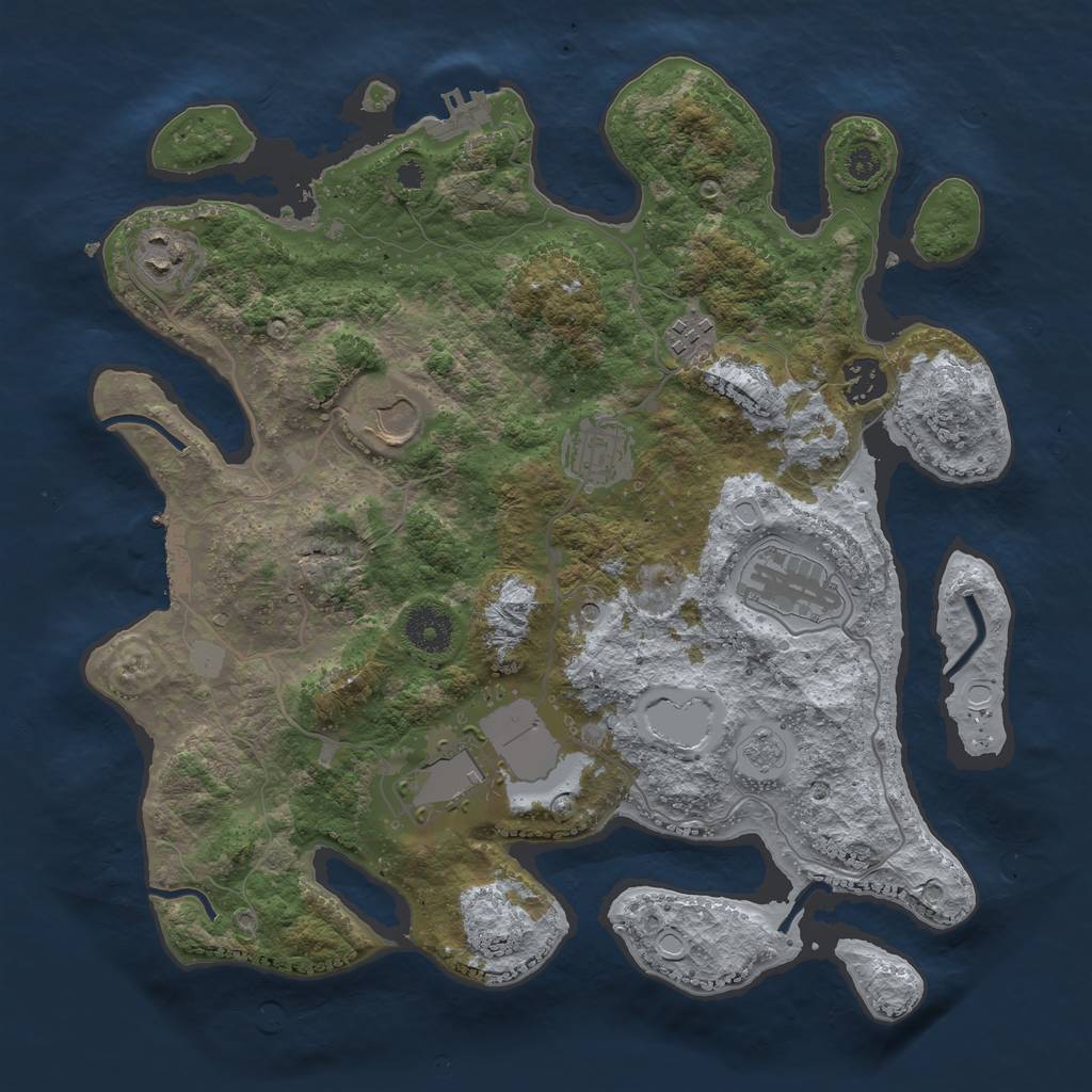 Rust Map: Procedural Map, Size: 3500, Seed: 2571292, 14 Monuments