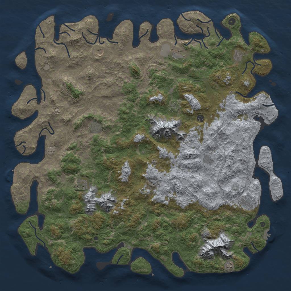 Rust Map: Procedural Map, Size: 6000, Seed: 840, 18 Monuments