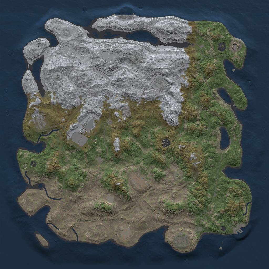 Rust Map: Procedural Map, Size: 4500, Seed: 1200092842, 16 Monuments