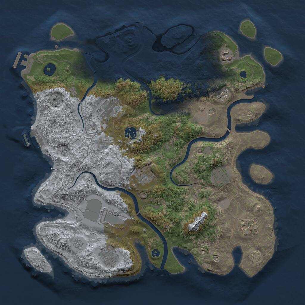 Rust Map: Procedural Map, Size: 3700, Seed: 1465092683, 16 Monuments