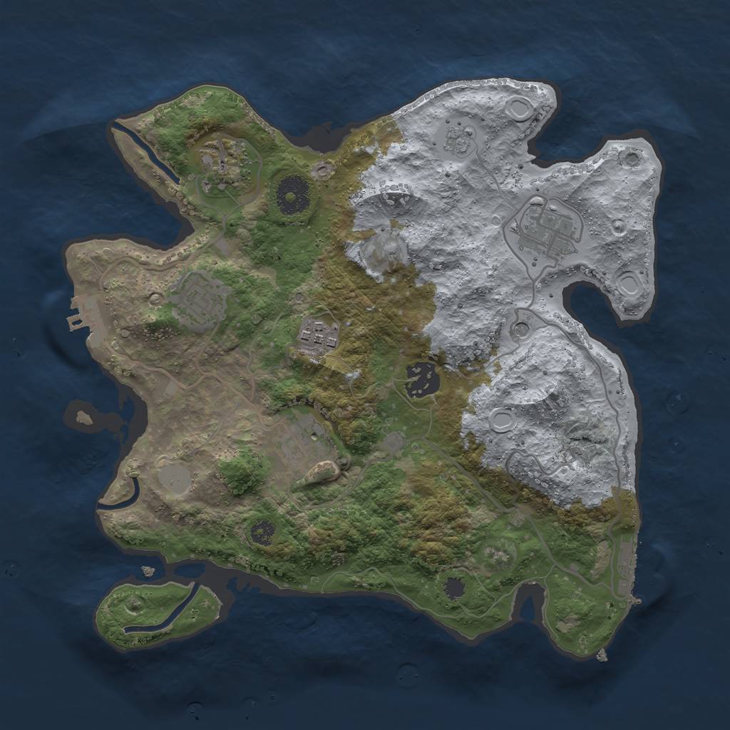 Rust Map: Procedural Map, Size: 3000, Seed: 1962583847, 13 Monuments