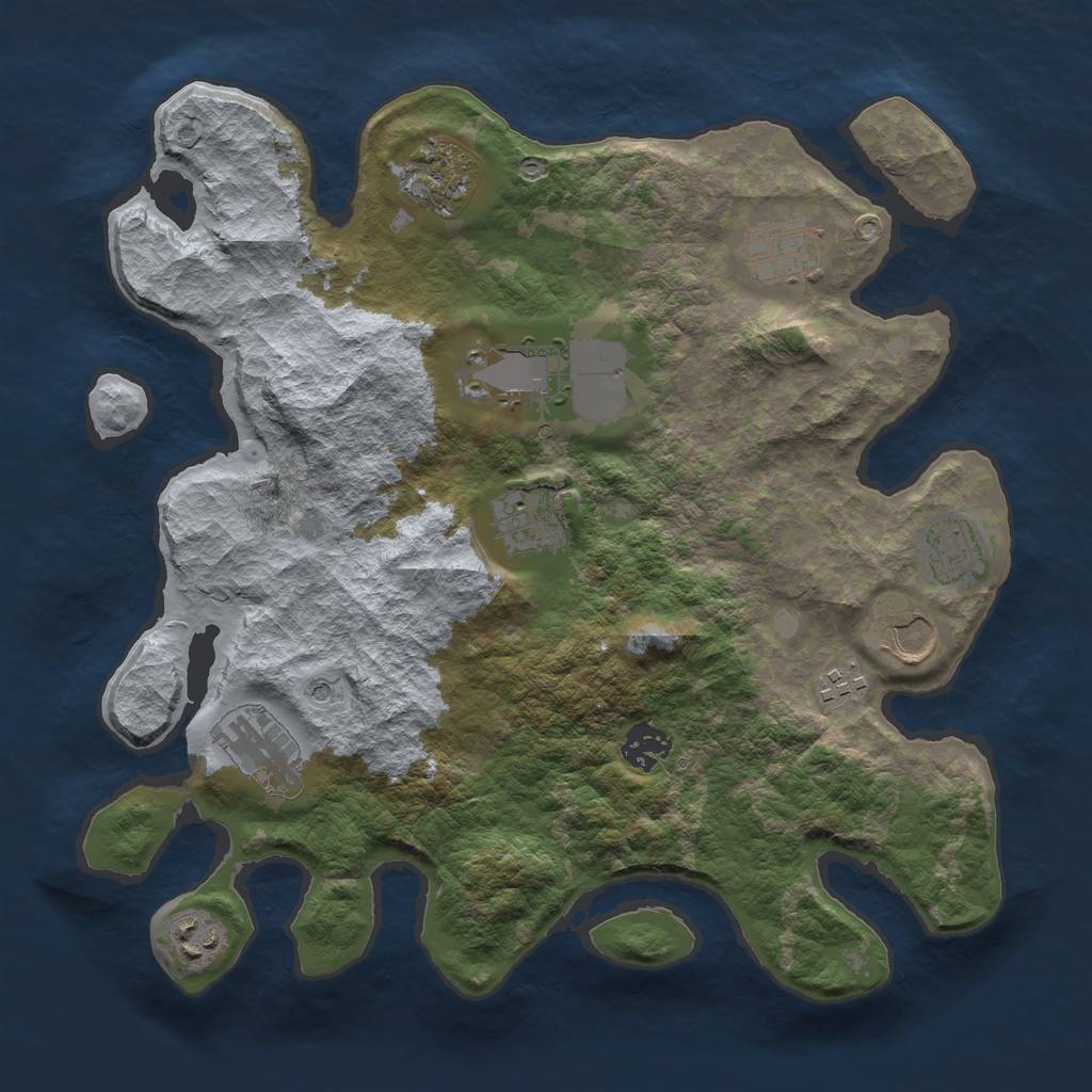 Rust Map: Barren, Size: 3500, Seed: 1130105303, 13 Monuments