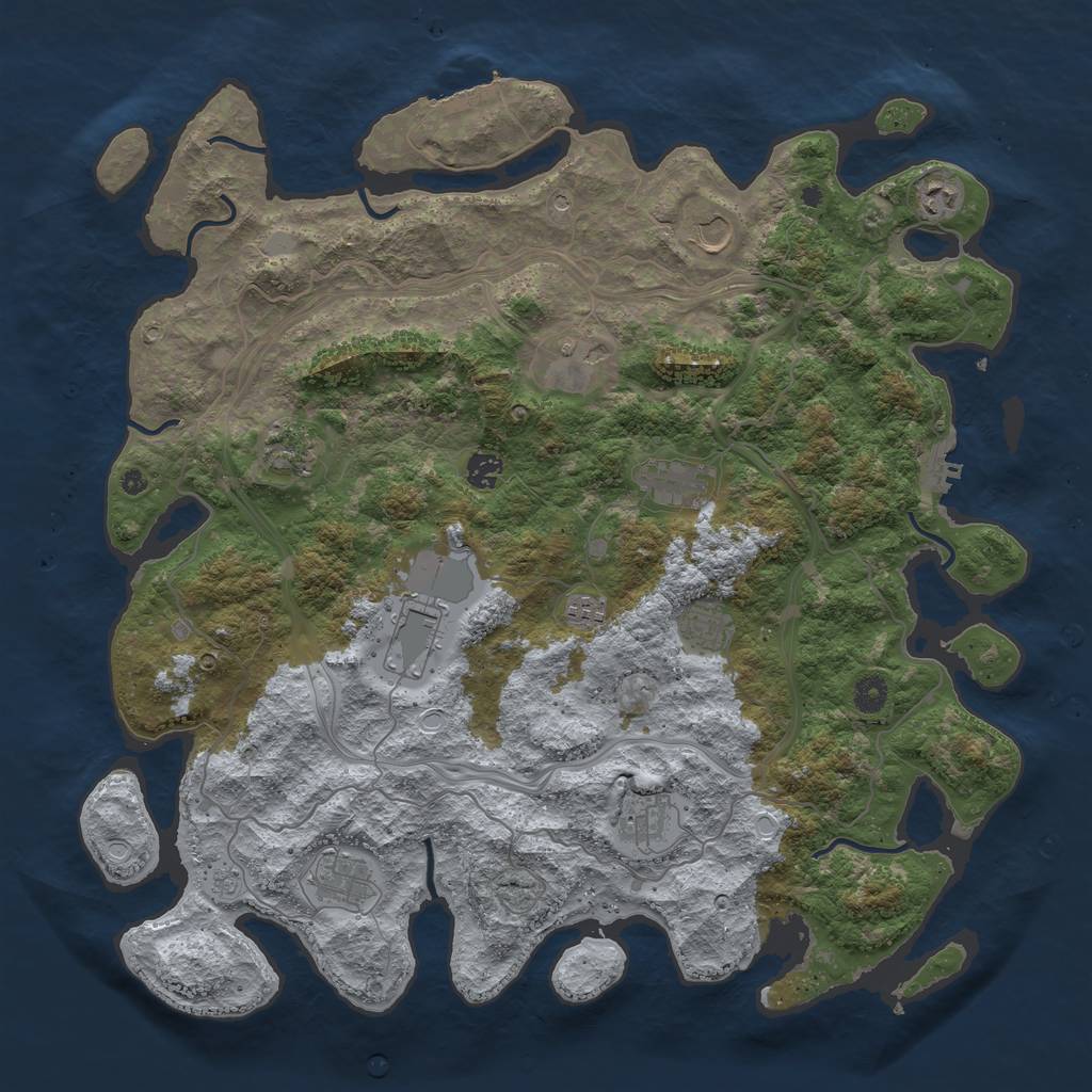 Rust Map: Procedural Map, Size: 4500, Seed: 2082904443, 18 Monuments