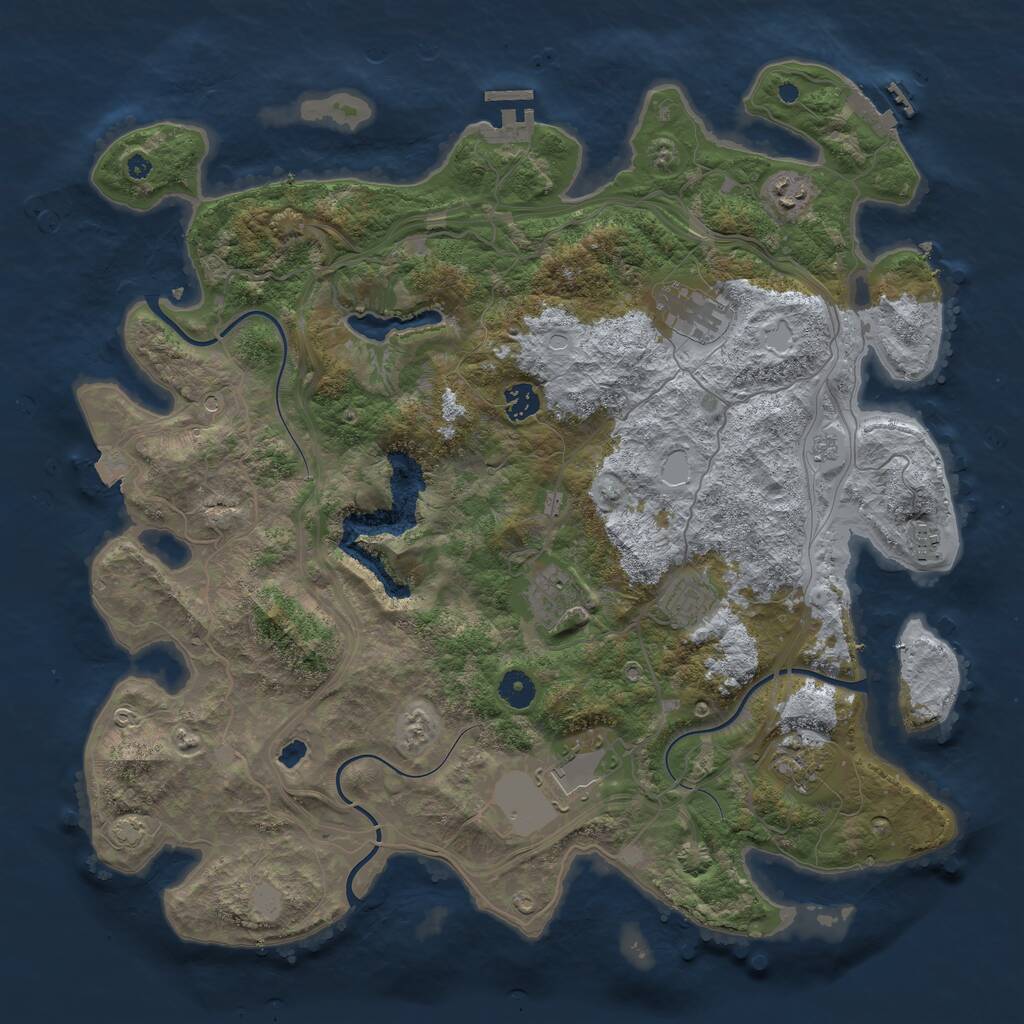 Rust Map: Procedural Map, Size: 4250, Seed: 463477407, 14 Monuments