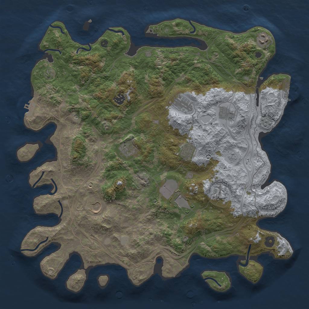 Rust Map: Procedural Map, Size: 4250, Seed: 1109243191, 17 Monuments