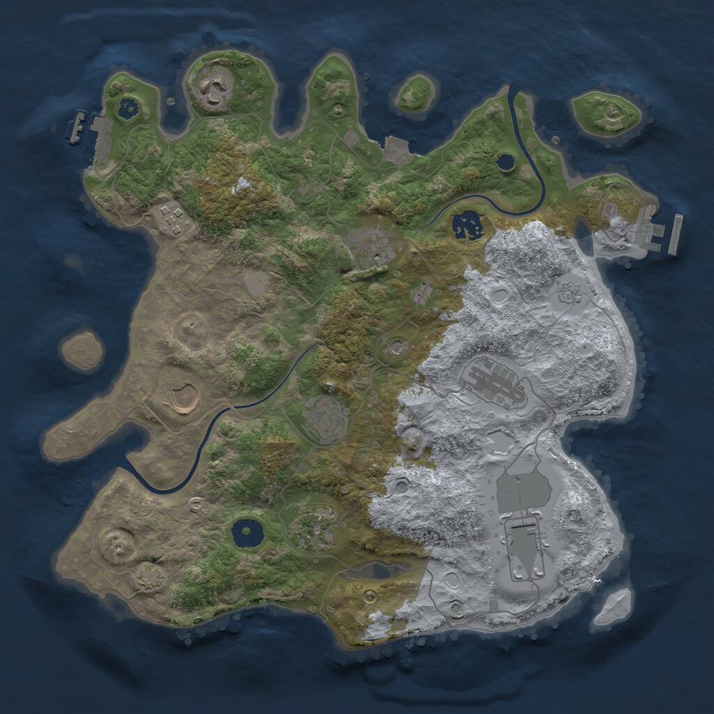 Rust Map: Procedural Map, Size: 3500, Seed: 1148619570, 15 Monuments