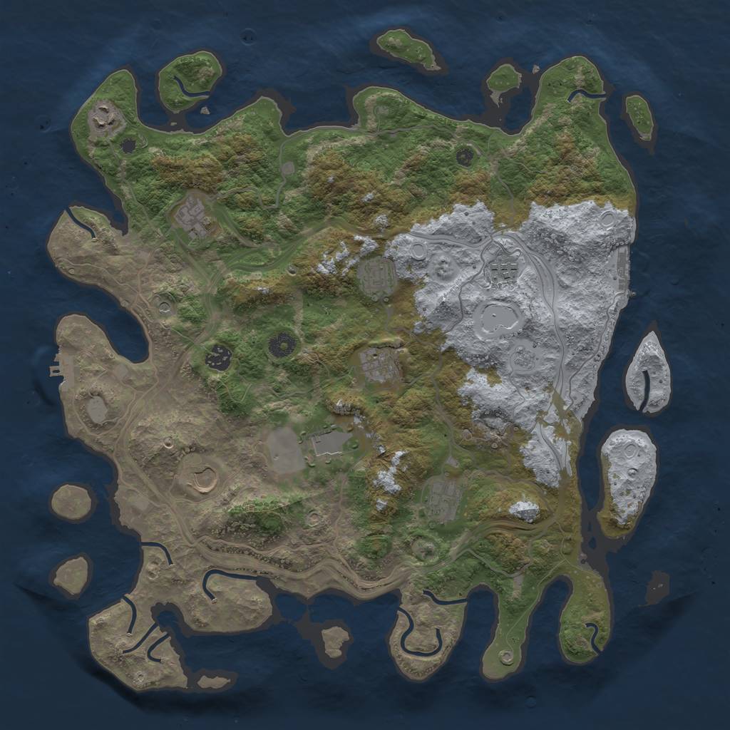 Rust Map: Procedural Map, Size: 4250, Seed: 1896907637, 16 Monuments