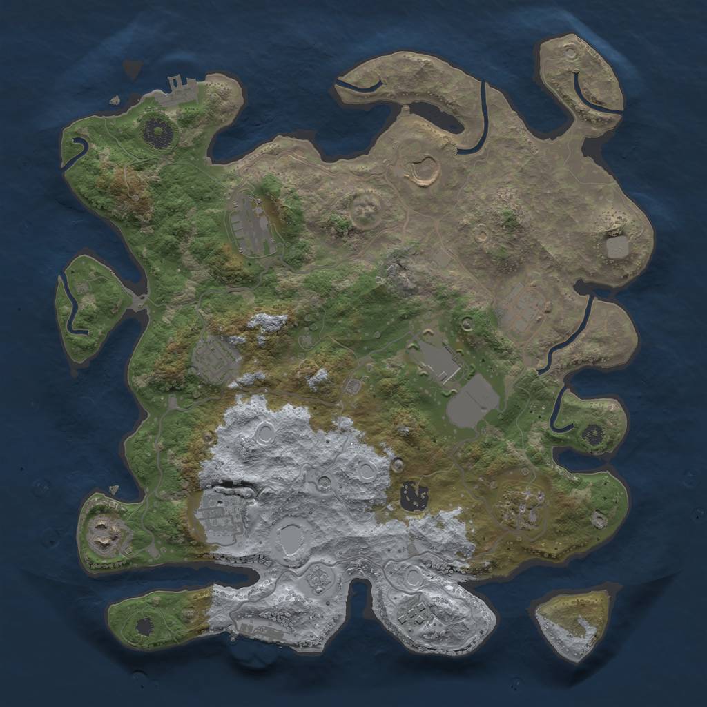 Rust Map: Procedural Map, Size: 3500, Seed: 1576518611, 17 Monuments