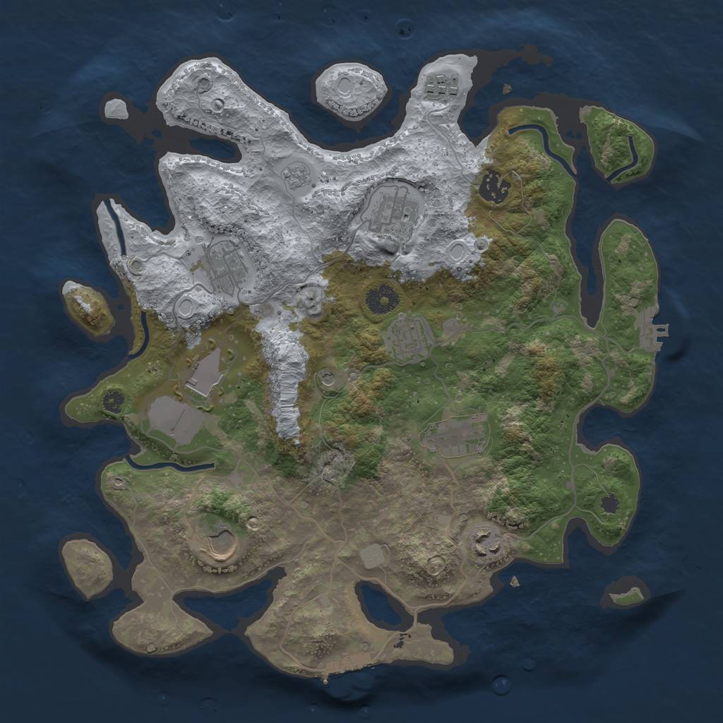 Rust Map: Procedural Map, Size: 3500, Seed: 216115279, 16 Monuments